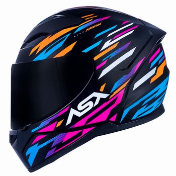 アクア SP サイン 虹 ASX | Capacete City Arrow Brilho Preto Laranja Rosa - ASX