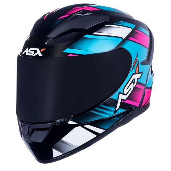 ASX | Capacete City Start Brilho Preto Turquesa Rosa - ASX