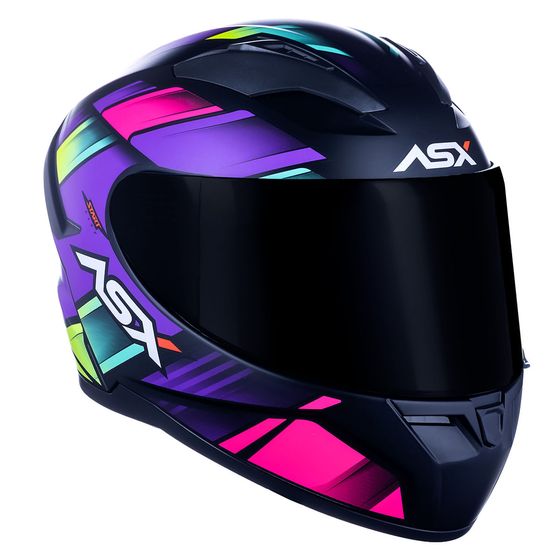 ASX | Capacete Asx City Start Fosco Preto Rosa Lilás + Viseira - ASX