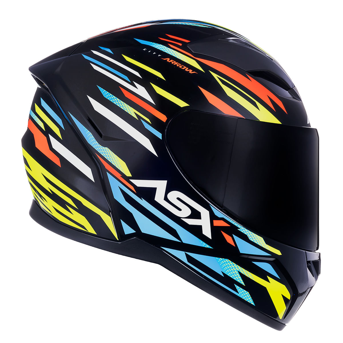 ASX | Capacete City Arrow Brilho Preto Azul Amarelo - ASX