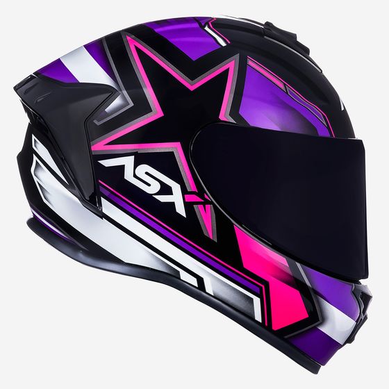 ASX | Capacete Draken Pilot Brilho Preto Lilas Rosa - ASX