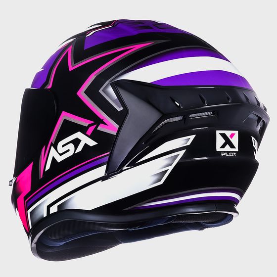 ASX | Capacete Draken Pilot Brilho Preto Lilas Rosa - ASX